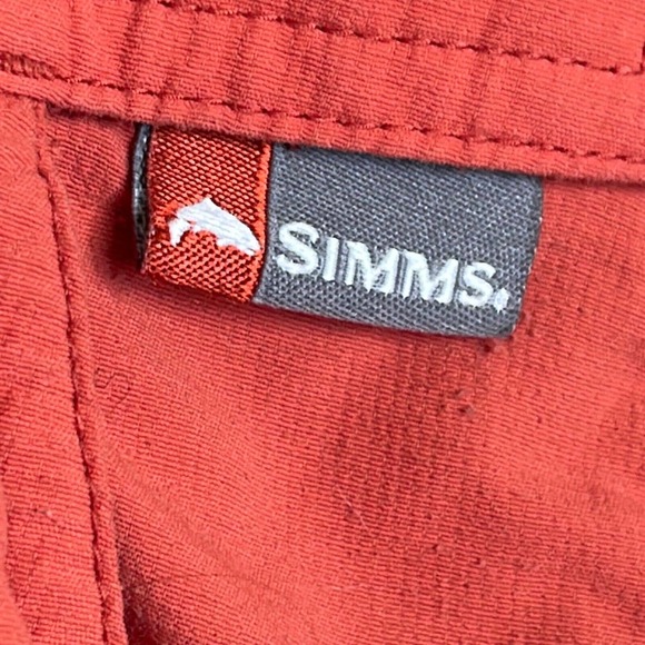 Simms M Mens Coral Red Mid Wash Regular Fit Pockets Fishing Gear Cargo Shorts - Picture 5 of 10